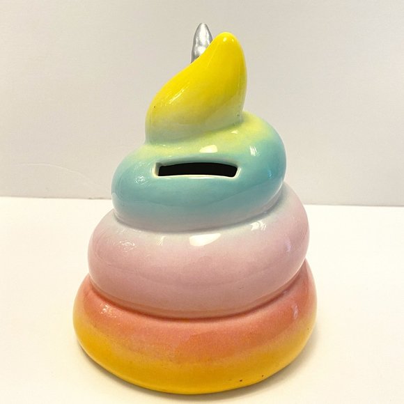 Fun Ceramic Unicorn Poop Emoji Bank Pastel Rainbow Colors *read* - Picture 2 of 5